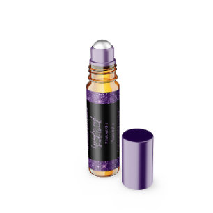 Para Botella De Agua Purpurina negro y púrpura Perfume Roller Etiqueta 