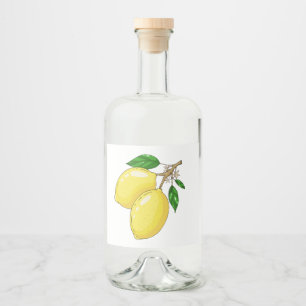 Para Botella De Licor Etiqueta con grandes limones frescos y hojas verde
