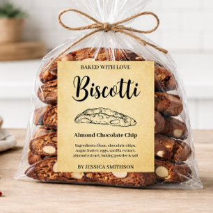 Para Botella De Vino Biscotti Personalizado Hecho a mano etiqueta BIS00