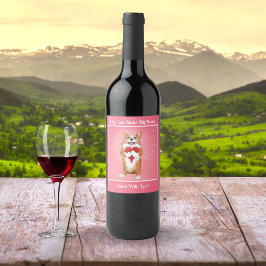 Para Botella De Vino Corgi Con Una Etiqueta Del Corazón