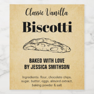 Para Botella De Vino Etiqueta casera personalizada Biscotti BIS003bwn