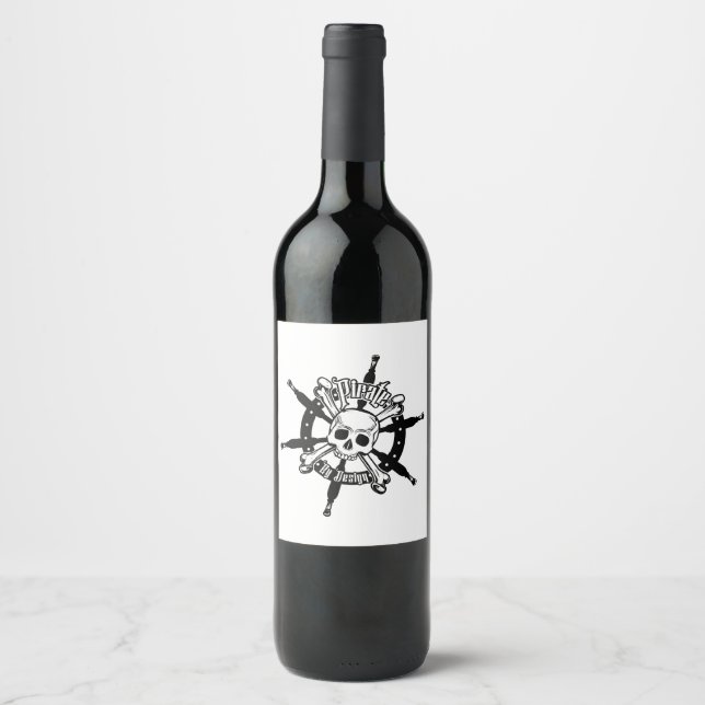 Para Botella De Vino Etiqueta pirata (Anverso)