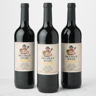Para Botella De Vino HillBilly Grill White Wine/Booze Label! Etiqueta d