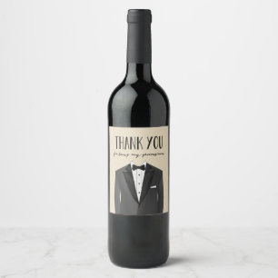 Para Botella De Vino Tuxedo Gracias Etiqueta Groomsman