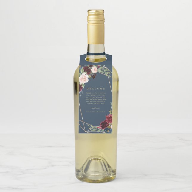 Para Botellas Elegancia Geométrica de Otoño Bienvenida Colgador  (En botella)