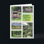 Para Brother, una tarjeta de cumpleaños con vistas<br><div class="desc">Un conjunto de hermosos paisajes hacen de esto una tarjeta para cualquier jardinero. Una tarjeta de cumpleaños con un jardín japonés,  un jardín rododendrón,  un asiento en un tranquilo jardín verde y escalones intrigantes. Todas las fotos tienen derechos de autor de Norma Cornes.</div>