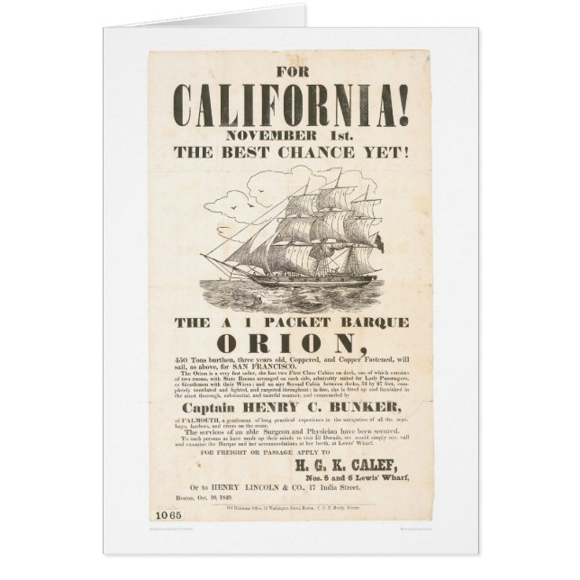 ¡Para California! … anuncio de "Orión" (1281A) (Frente)