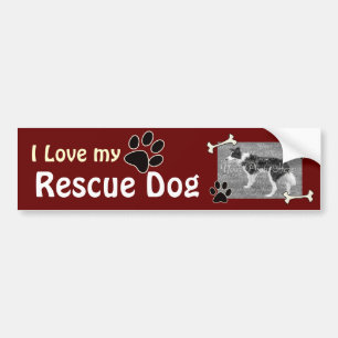 Para Coche Amo a mi pegatina de DogBumper del rescate
