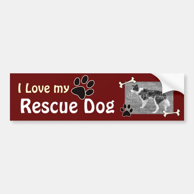 Para Coche Amo a mi pegatina de DogBumper del rescate (Frente)