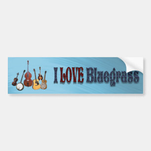 PARA COCHE AMO AL PEGATINA DE BLUEGRASS-BUMPER