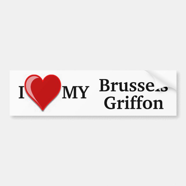 Para Coche Amo (corazón) a mi pegatina del perro de Bruselas (Frente)