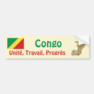 Para Coche Bandera Congo-Brazzaville + Pegatina de parachoque