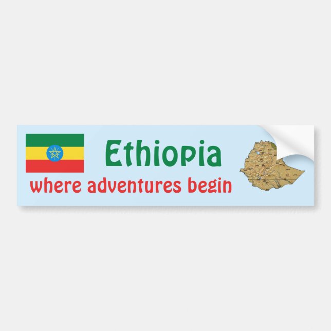 Para Coche Bandera de Etiopía + Pegatina de parachoques de ma (Frente)