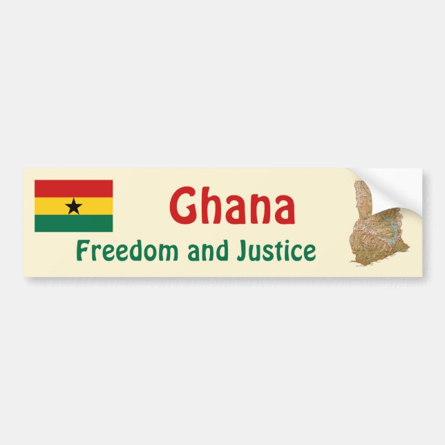 Para Coche Bandera de Ghana + pegatina de parachoques de mapa (Frente)