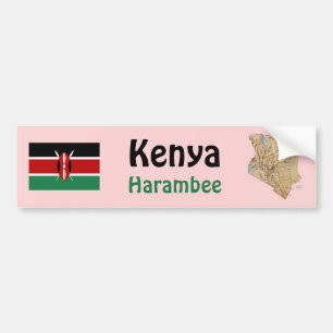 Para Coche Bandera de Kenia + Pegatina de parachoques de mapa