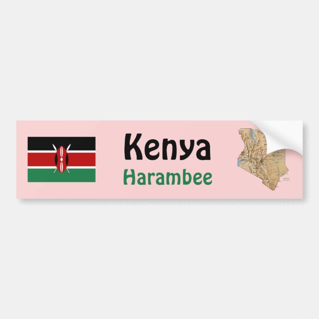 Para Coche Bandera de Kenia + Pegatina de parachoques de mapa (Frente)