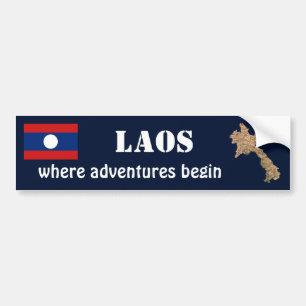 Para Coche Bandera de Laos + Pegatina de parachoques de mapa
