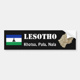 Para Coche Bandera de Lesoto + Pegatina de parachoques de map