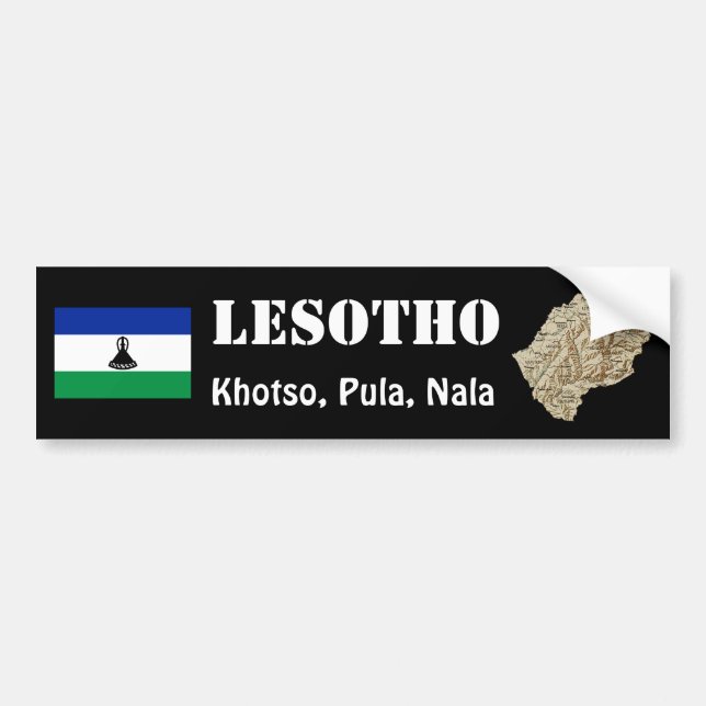Para Coche Bandera de Lesoto + Pegatina de parachoques de map (Frente)