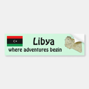 Para Coche Bandera de Libia + pegatina de parachoques de mapa