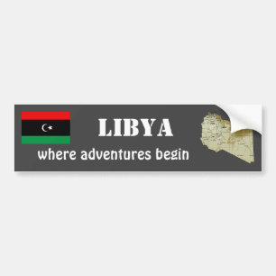 Para Coche Bandera de Libia + pegatina de parachoques de mapa