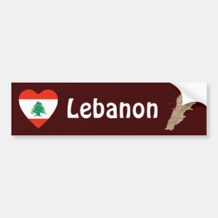 Para Coche Bandera del Líbano: Corazón + Pegatina de parach
