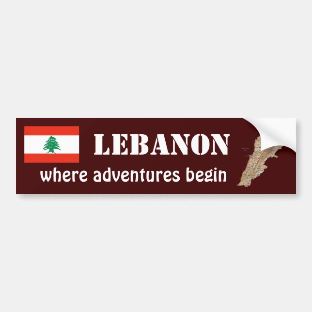 Para Coche Bandera del Líbano + Pegatina de parachoques de ma (Frente)