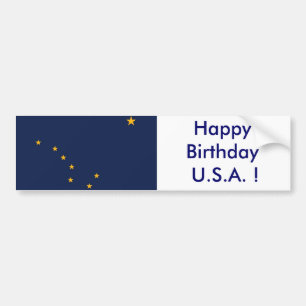 Para Coche Bandera pegatina de Alaska, ¡Feliz cumpleaños EEUU
