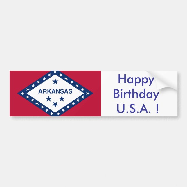 Para Coche Bandera pegatina de Arkansas, ¡Feliz cumpleaños EE (Frente)