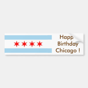 Para Coche Bandera pegatina de Chicago, ¡Feliz cumpleaños a E