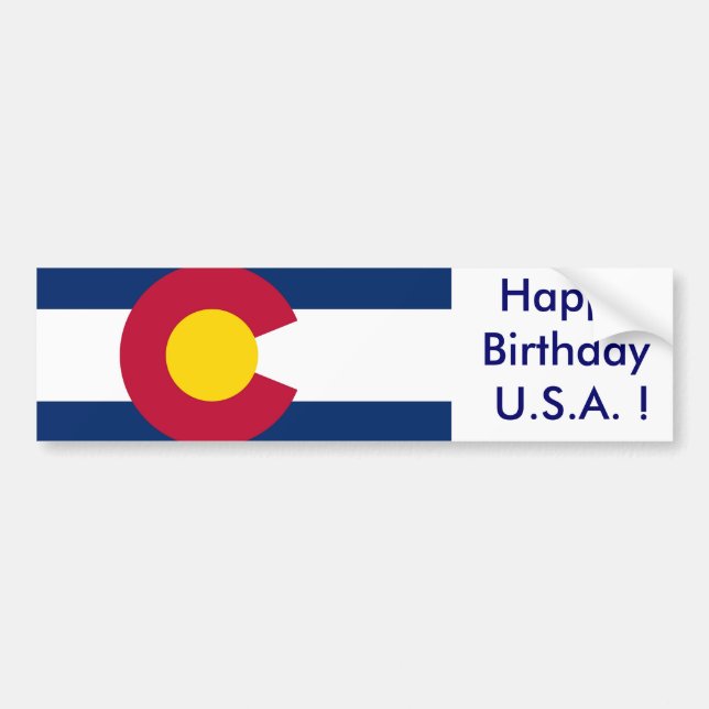 Para Coche Bandera pegatina de Colorado, ¡Feliz cumpleaños EE (Frente)