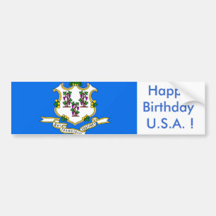 Para Coche Bandera pegatina de Connecticut, ¡Feliz cumpleaños