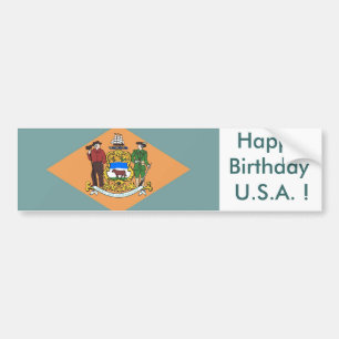 Para Coche Bandera pegatina de Delaware, ¡Feliz cumpleaños EE