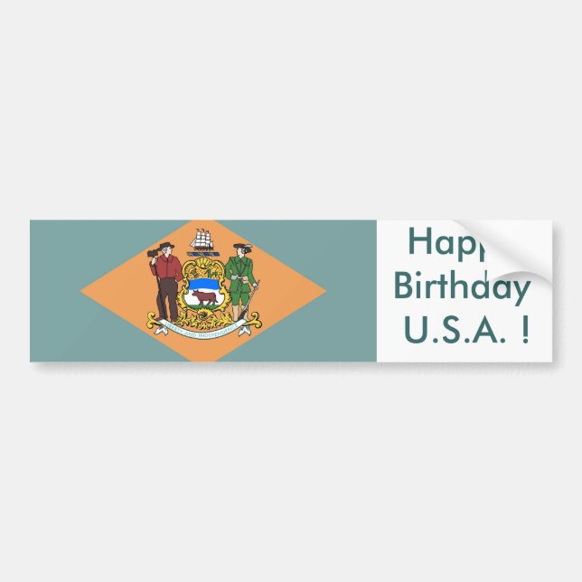 Para Coche Bandera pegatina de Delaware, ¡Feliz cumpleaños EE (Frente)