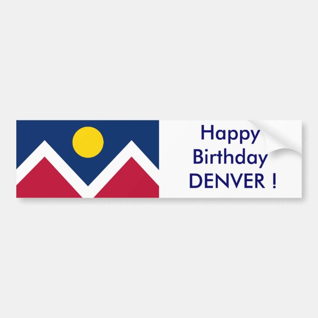 Para Coche Bandera pegatina de Denver, ¡Feliz cumpleaños DENV (Frente)