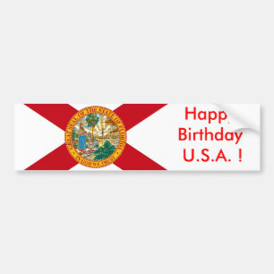 Para Coche Bandera pegatina de Florida, ¡Feliz cumpleaños EEU