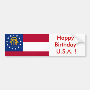 Para Coche Bandera pegatina de Georgia, ¡Feliz cumpleaños EEU