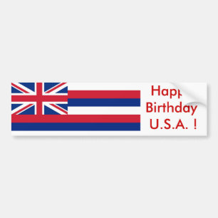 Para Coche Bandera pegatina de Hawaii, ¡Feliz cumpleaños EEUU