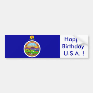 Para Coche Bandera pegatina de Kansas, ¡Feliz cumpleaños EEUU