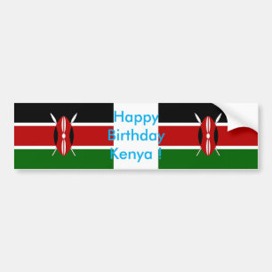 Para Coche Bandera pegatina de Kenia, ¡Feliz Cumpleaños Kenia