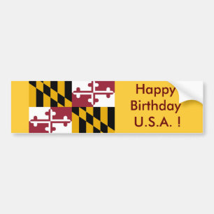 Para Coche Bandera pegatina de Maryland, ¡Feliz cumpleaños EE