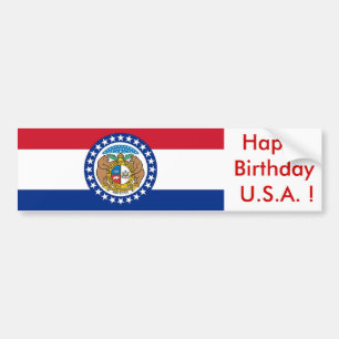 Para Coche Bandera pegatina de Misuri, ¡Feliz cumpleaños EEUU