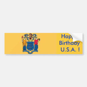 Para Coche Bandera pegatina de Nueva Jersey, ¡Feliz cumpleaño