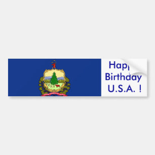Para Coche Bandera pegatina de Vermont, ¡Feliz cumpleaños EEU