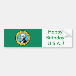Para Coche Bandera pegatina de Washington, ¡Feliz cumpleaños