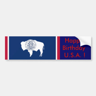 Para Coche Bandera pegatina de Wyoming, ¡Feliz cumpleaños EEU