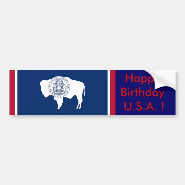 Para Coche Bandera pegatina de Wyoming, ¡Feliz cumpleaños EEU (Frente)