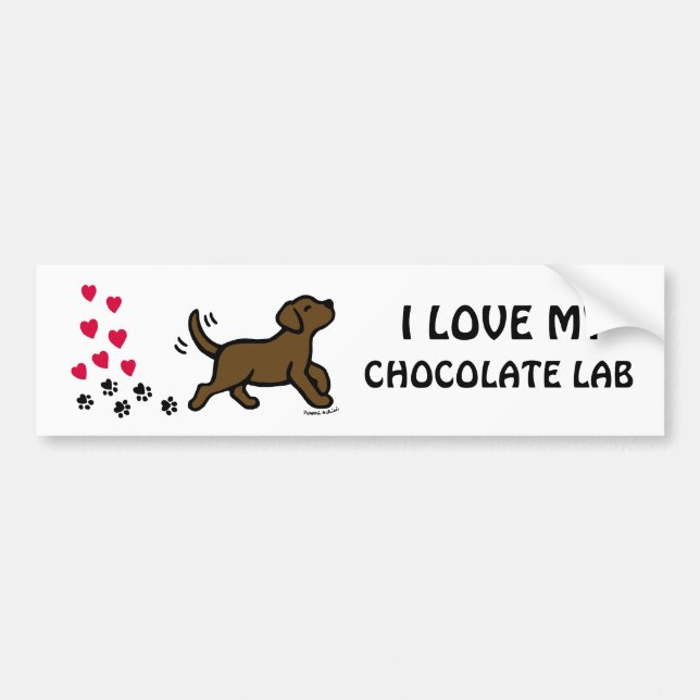 Para Coche Chocolate Labrador Pegatina de San Valentín (Frente)