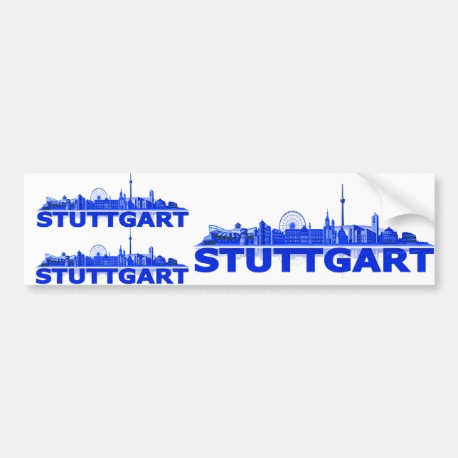 Para Coche Ciudad de Stuttgart horizonte - pegatina de (Frente)