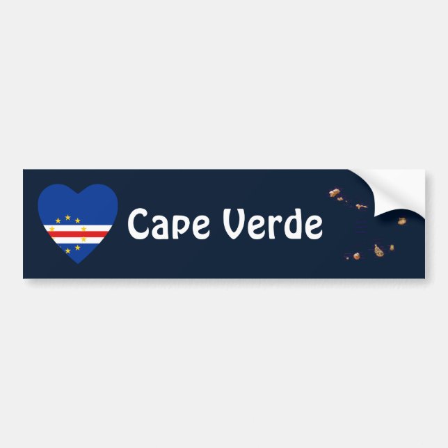 Para Coche Corazón de bandera de Cabo Verde + Pegatina de par (Frente)